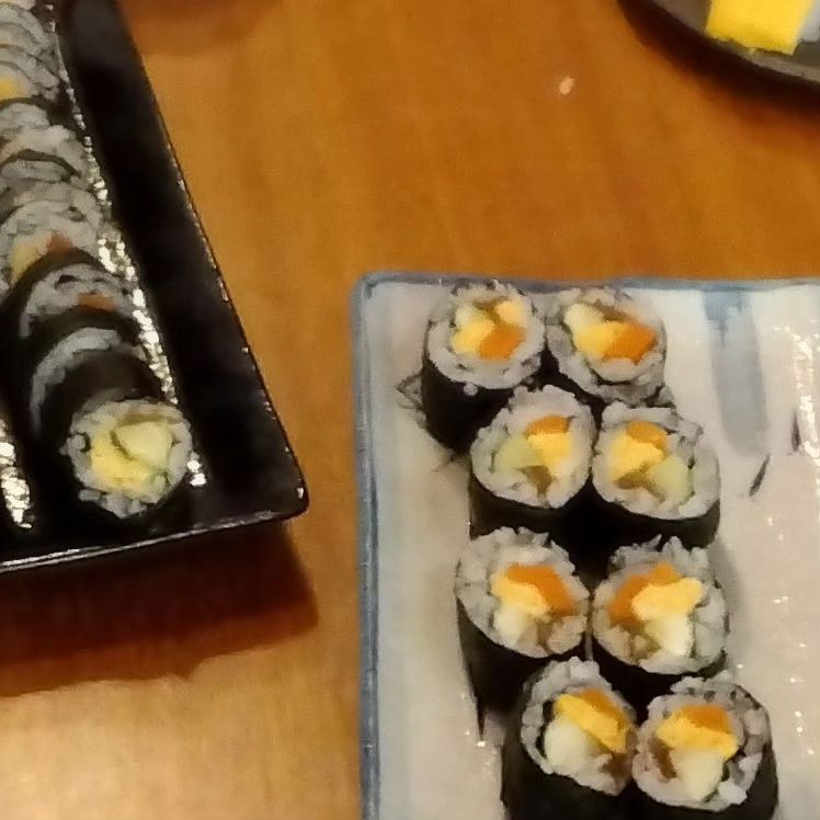 Cut roll sushi.